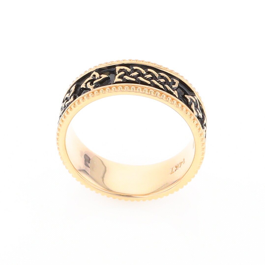 Celtic Knot Black and Gold Wedding Band