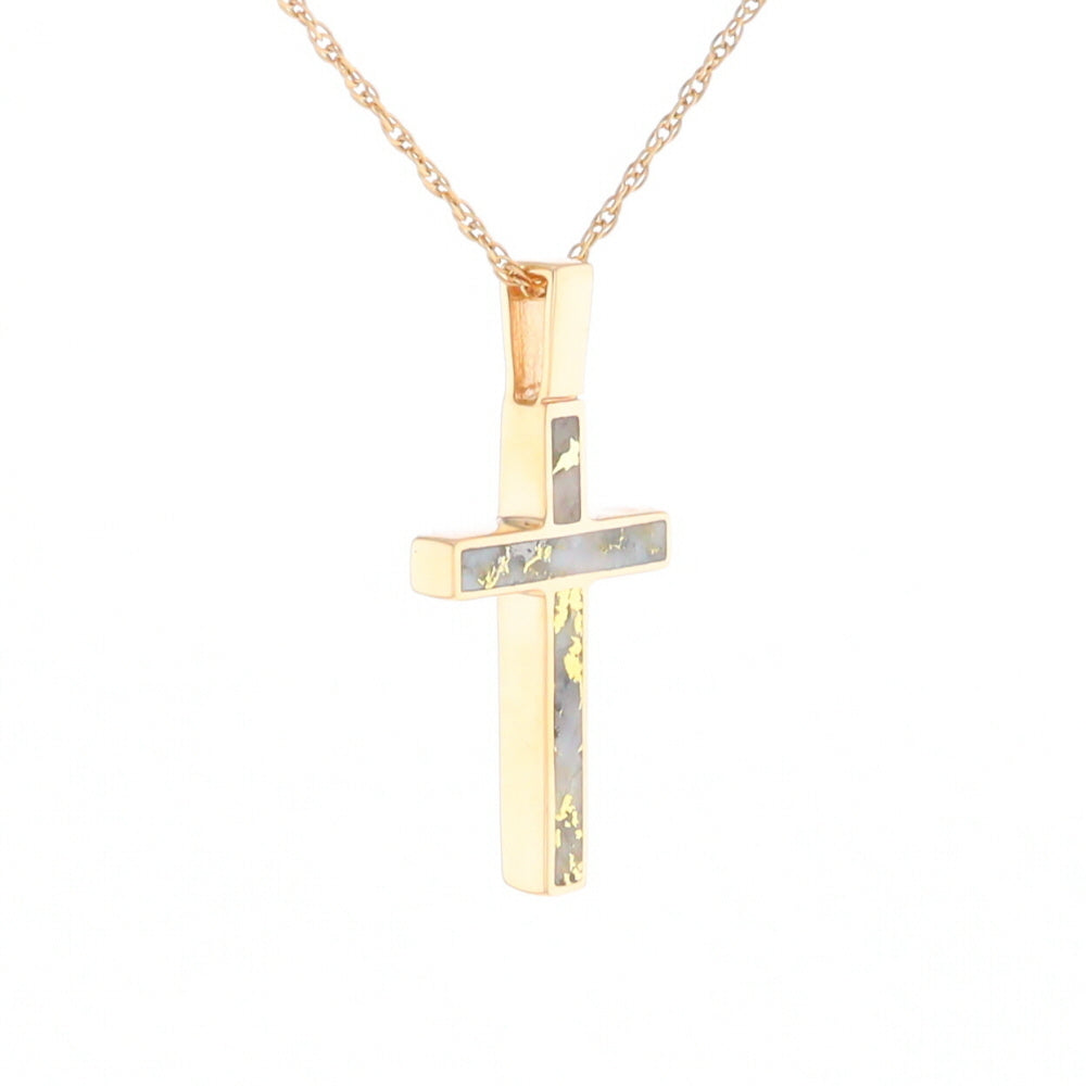 Three Section Gold Quartz Cross - G2