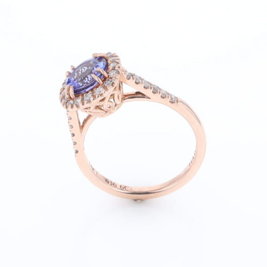 Rose Gold Tanzanite Halo Ring
