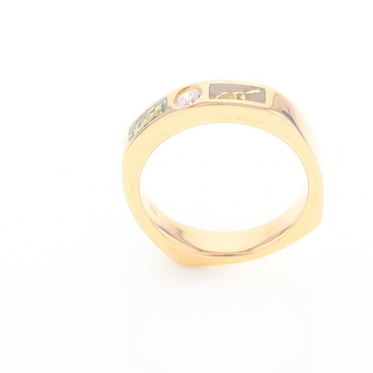 Gold Quartz Ring Double Sided Inlaid Design with .10ct Round Diamond G2