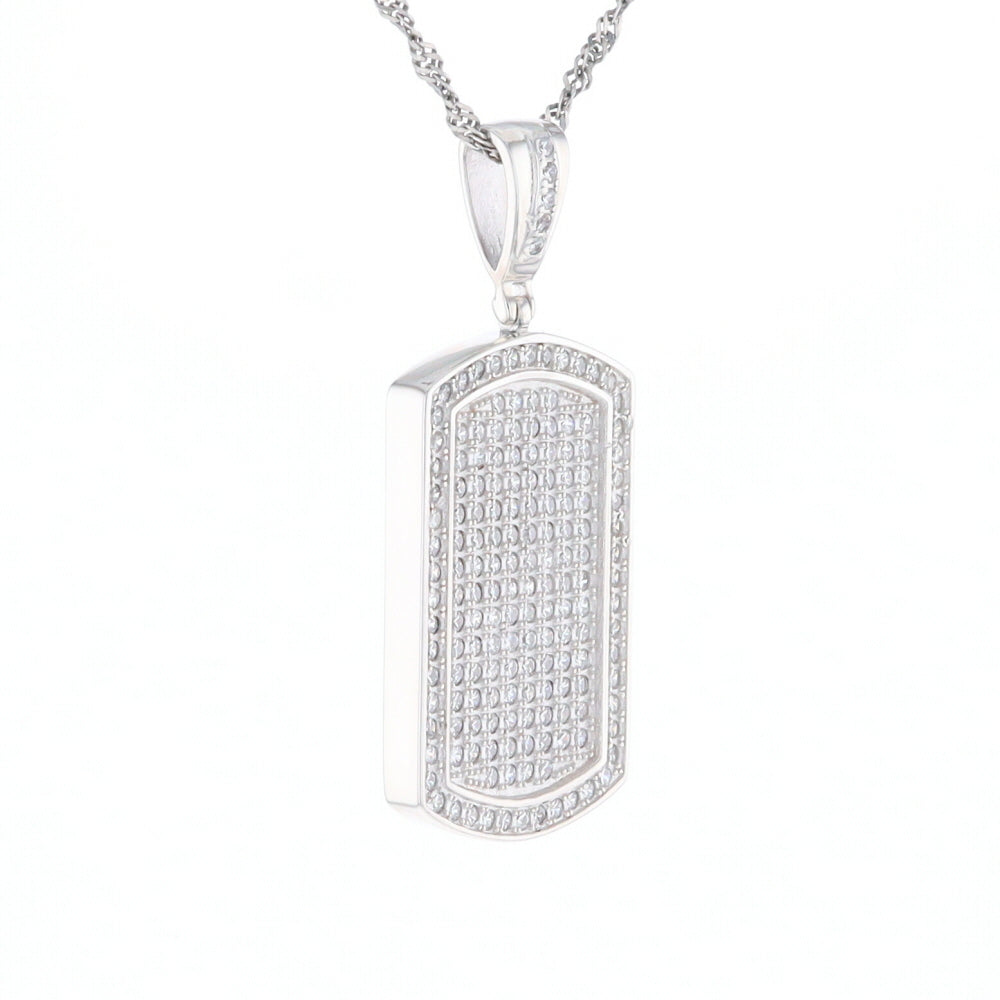 Cubic Zirconia Dog Tag Pendant