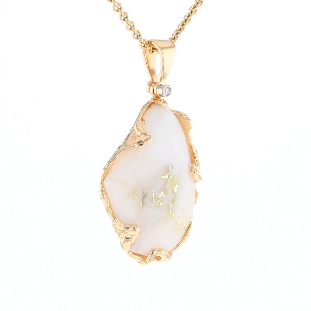 Gold Quartz Freeform Pendant