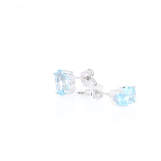 Oval Blue Topaz Stud Earrings