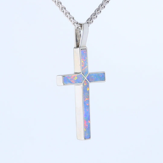 Opal Pendant 4 Section Inlaid Cross