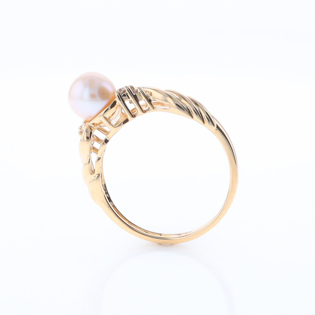 Pearl and Diamond Twist Ring