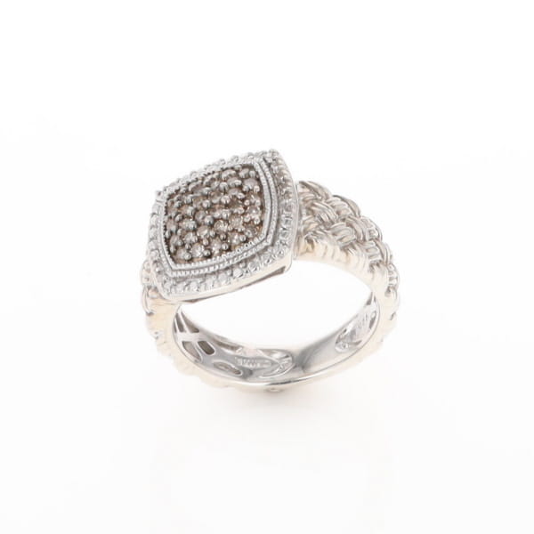 Champaign Diamond Square Braided Cluster Band