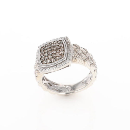 Champaign Diamond Square Braided Cluster Band
