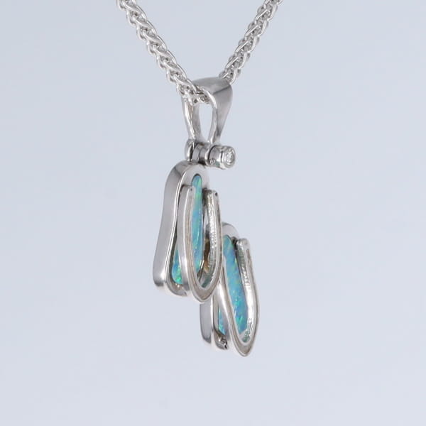 Opal Pendant Sandals Double Inlaid Design with .02ct Round Diamond