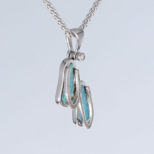 Opal Pendant Sandals Double Inlaid Design with .02ct Round Diamond