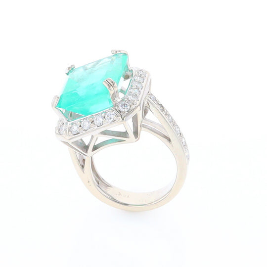 5.25ct Emerald Ring with Diamond Halo