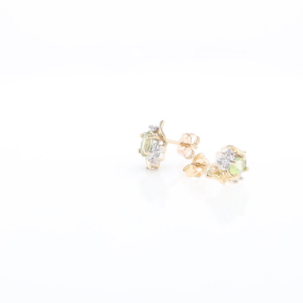 Bypass Peridot and Diamond Stud Earrings