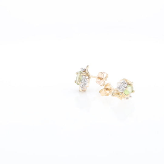 Bypass Peridot and Diamond Stud Earrings