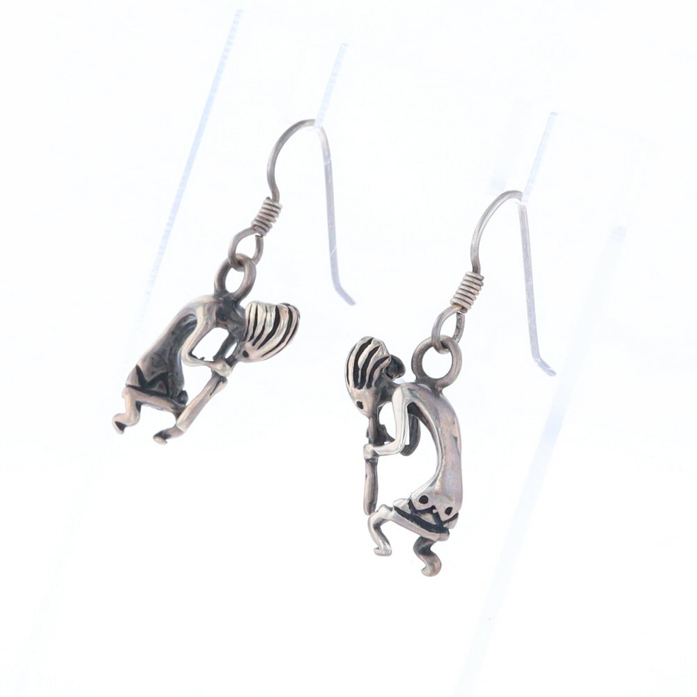 Silver Kokopelli Dangle Earrings