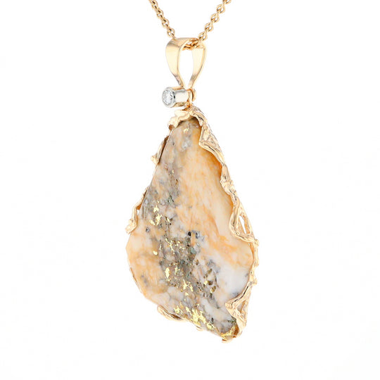 Gold Quartz Freeform Pendant (G3)