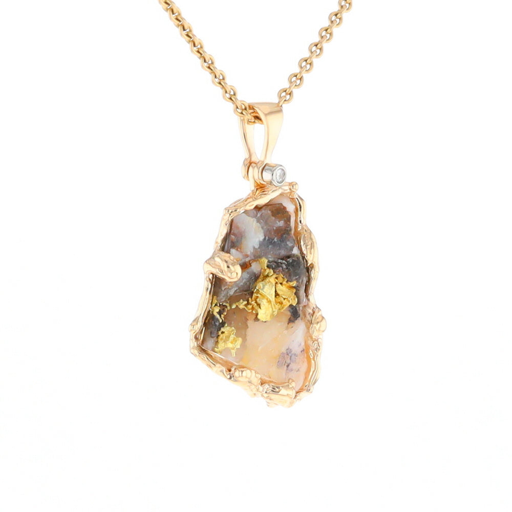 Gold Quartz Freeform Pendant - G3