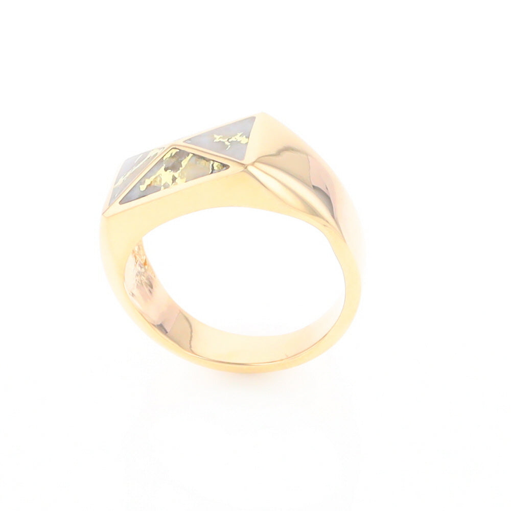 Four Section Gold Quartz Inlaid Men's Ring G2