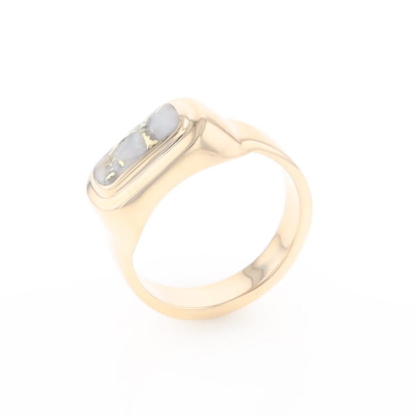 Gold Quartz Ring Oval Inlaid Design - G2