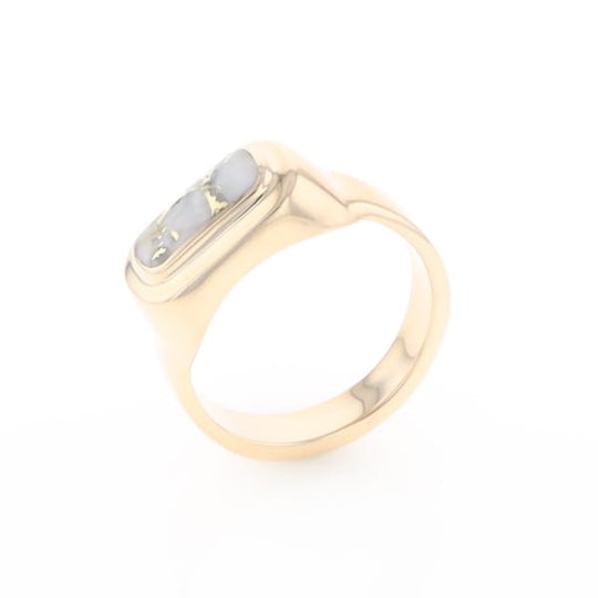 Gold Quartz Ring Oval Inlaid Design - G2