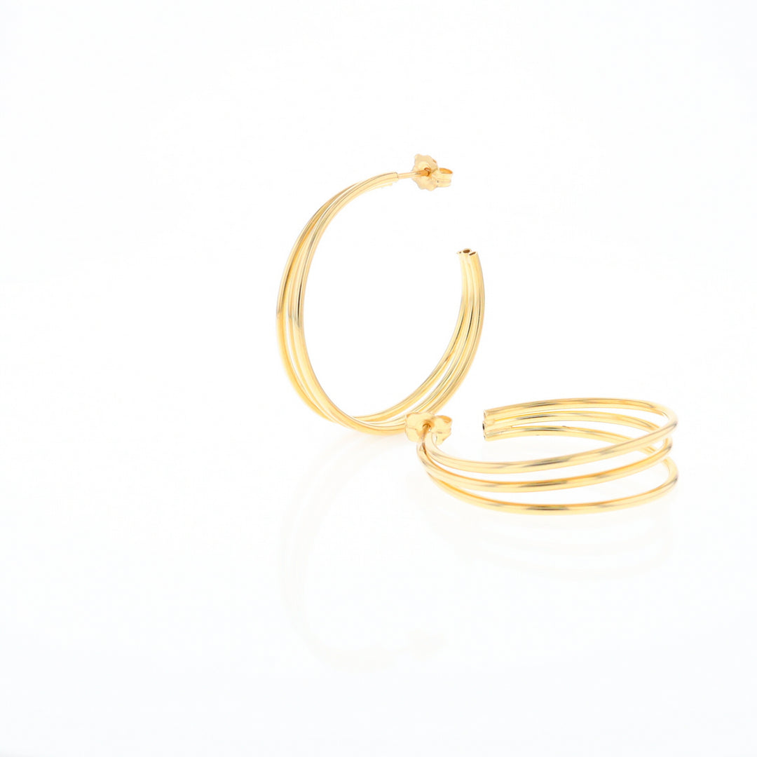 Three Bar Gold Hoop Earrings