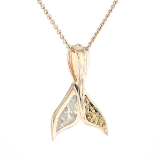Whale Tail Necklaces Natural Gold Quartz and Nuggets Inlaid Pendant