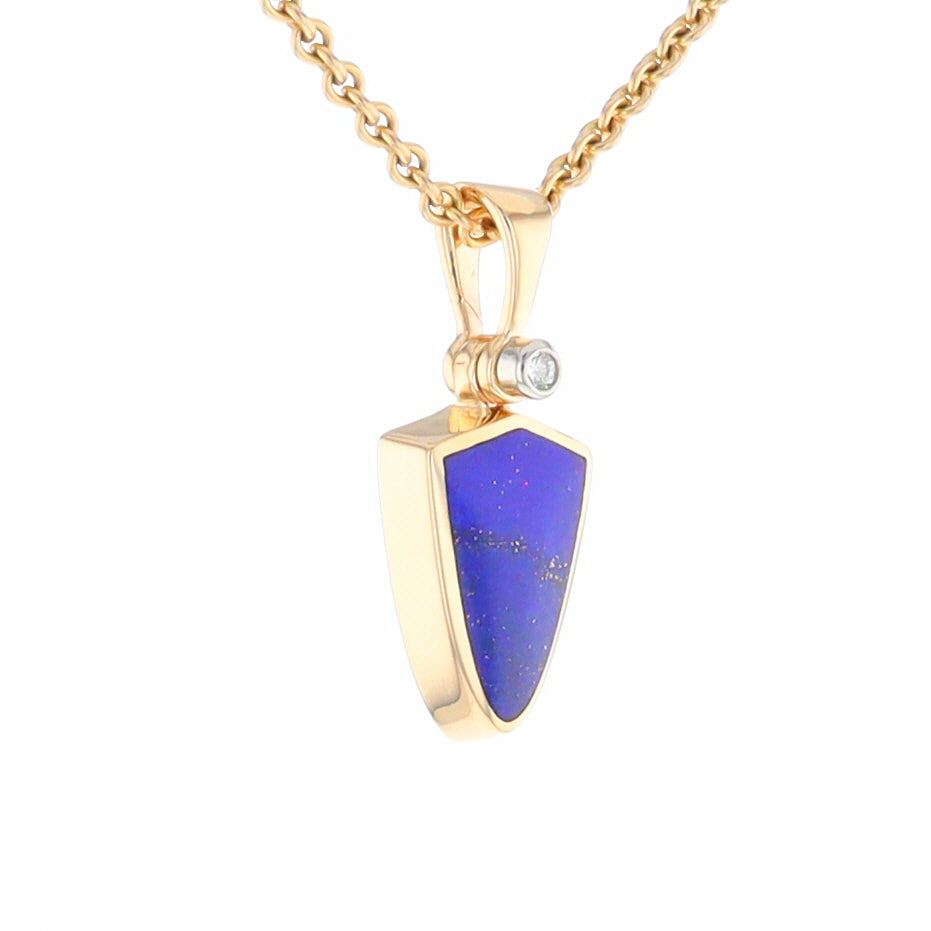 Lapis Shield Shaped Inlaid Pendant