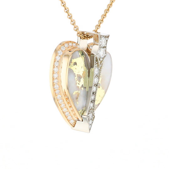 Gold Quartz Necklace Cupid's Revenge .93ctw Diamonds Heart Pendant G2