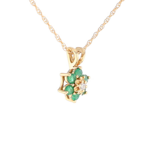 Small Emerald Flower Pendant