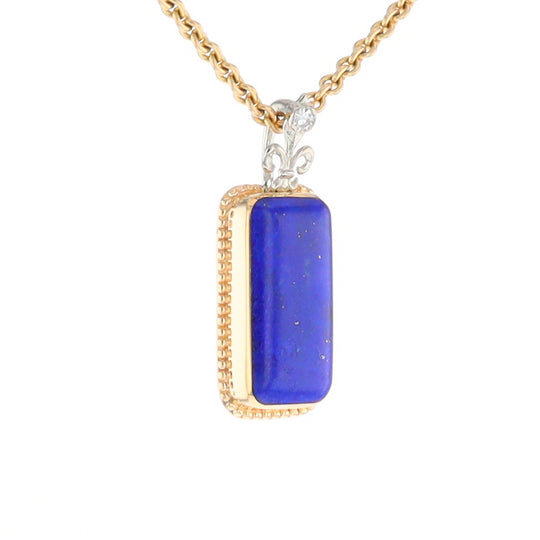 Lapis Milgrain Rectangle Pendant