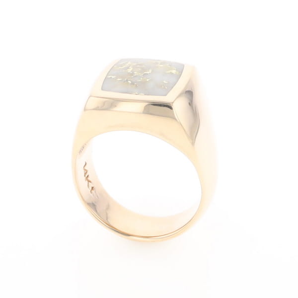 Natural Gold Quartz Men's Ring