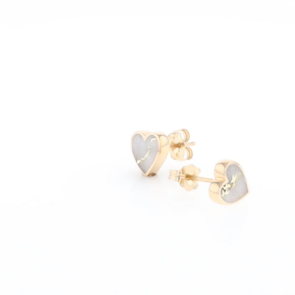 Gold Quartz Heart Stud Earrings - G2