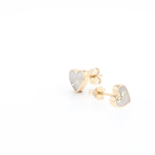 Gold Quartz Heart Stud Earrings - G2