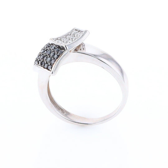 Double Pavé Black and White Diamond Ring