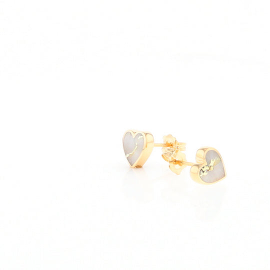 Gold Quartz Heart Stud Earrings - G2