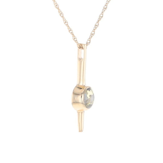 Gold Quartz Necklace Bar Design Round Fine Quality Inlaid Pendant