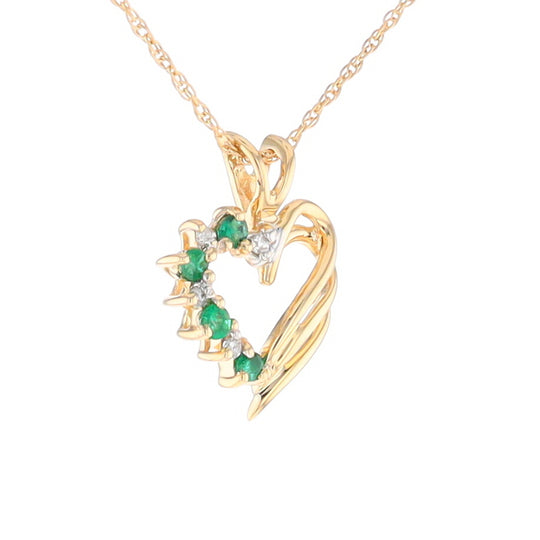 Open Heart Emerald and Diamond Pendant