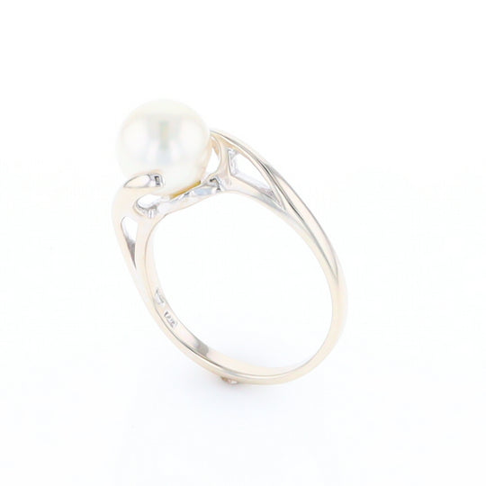 Pearl Solitaire Bypass Ring