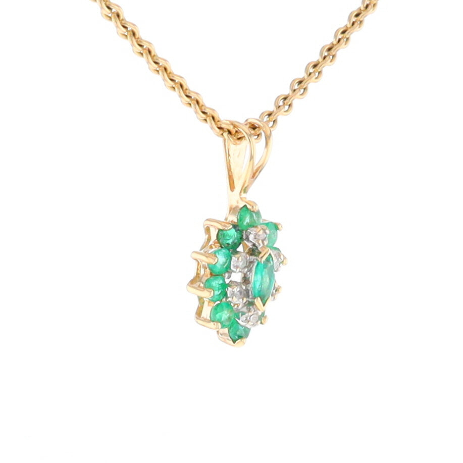 Marquise Shaped Emerald and Diamond Pendant