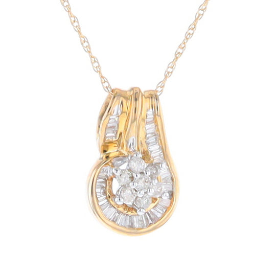 Gold Slide and Flower Diamond Pendant