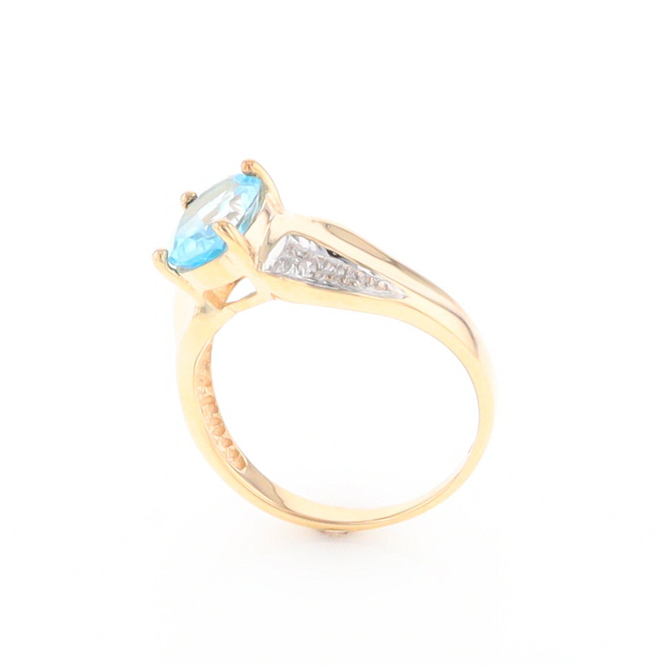 Blue Topaz Ring with Diamond Accents