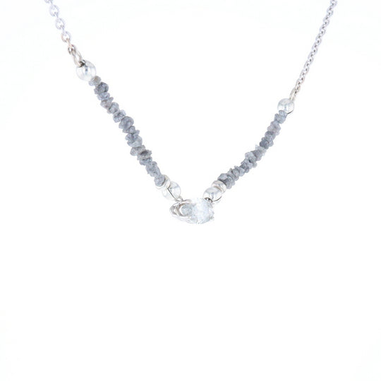 Marquise Diamond Necklace with Rough Diamond Beads