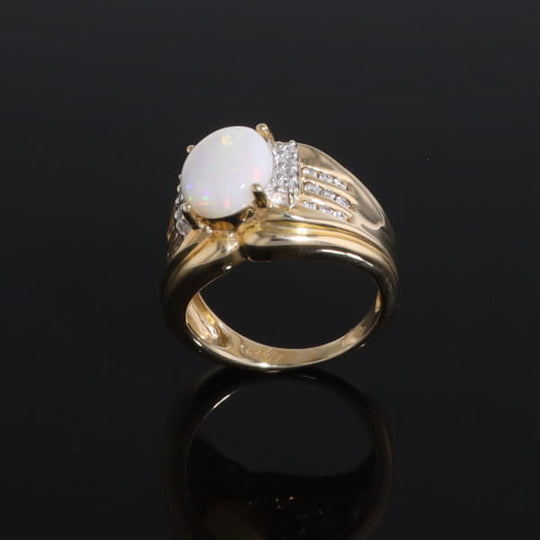 Opal Diamond Channels Ring