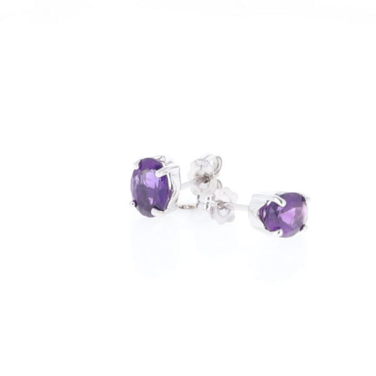 Oval Amethyst Stud Earrings