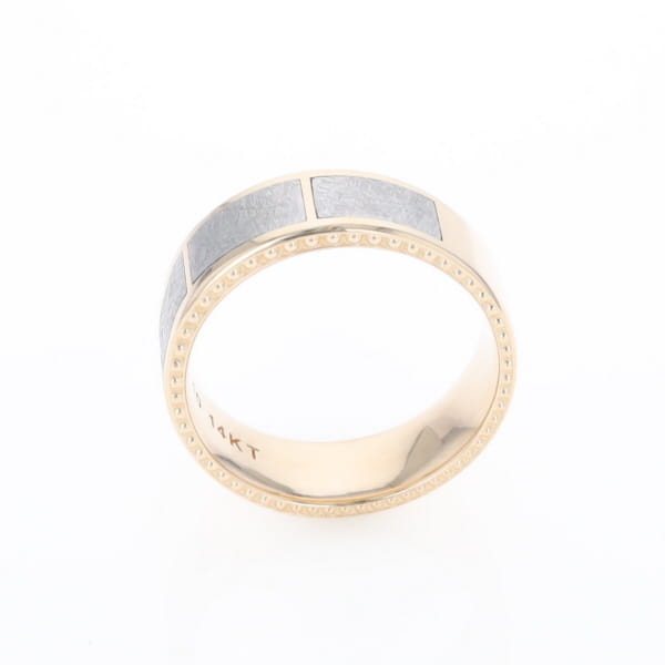 3 Section Men's Meteorite  Milgrain Topped Ring
