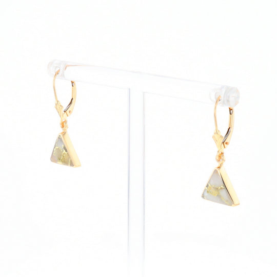 Gold Quartz Triangle Inlaid Earrings - G2