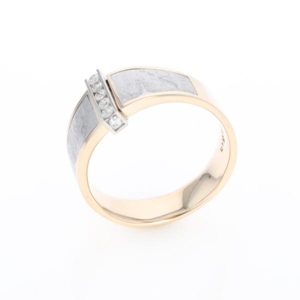 Meteorite Ring Double Sided Inlaid with .19ctw Round Diamonds