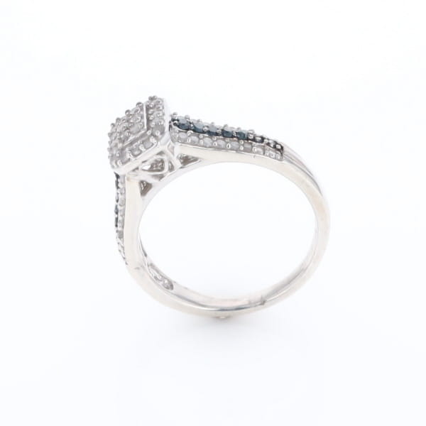 Blue & White Diamond Rectangle Cluster Ring