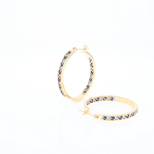 Sapphire & Diamond Hoop Earrings