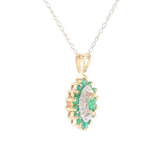 Marquise Cluster Emerald and Diamond Necklace