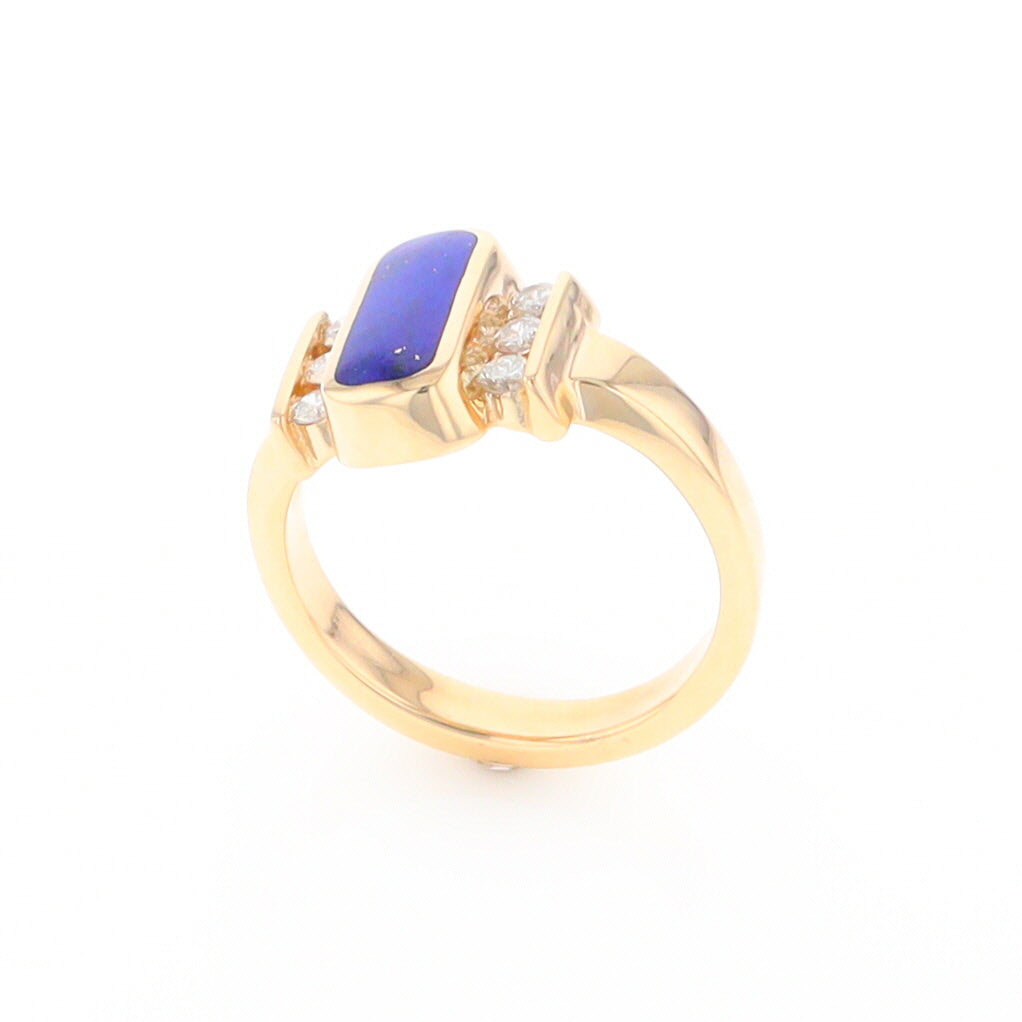 Lapis 0.24ctw Diamond Ring