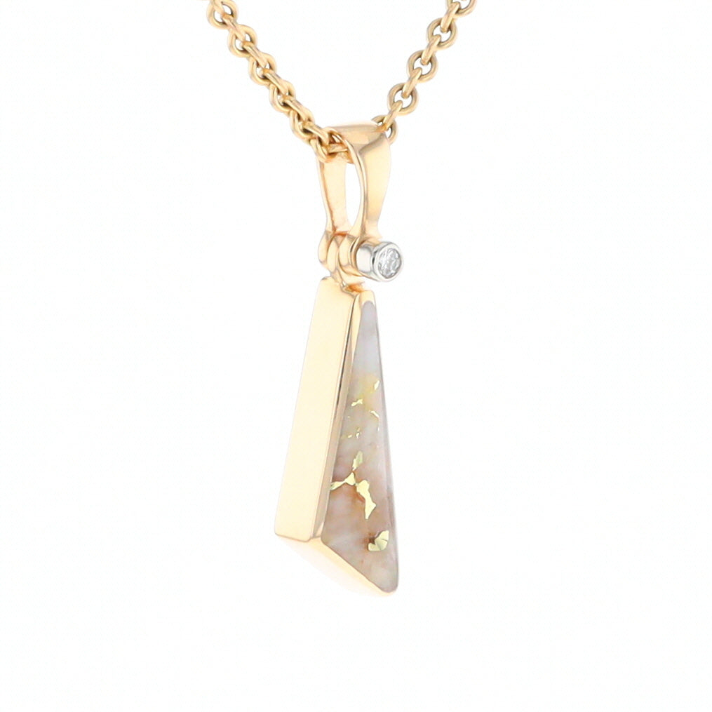 Triangular Gold Quartz Pendant - G2